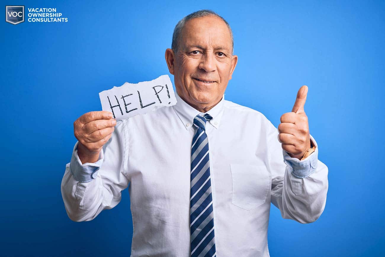 older gentleman happy with help received for timeshare assistance giving thumbs up to relief options provided by vacation ownership consultants blog