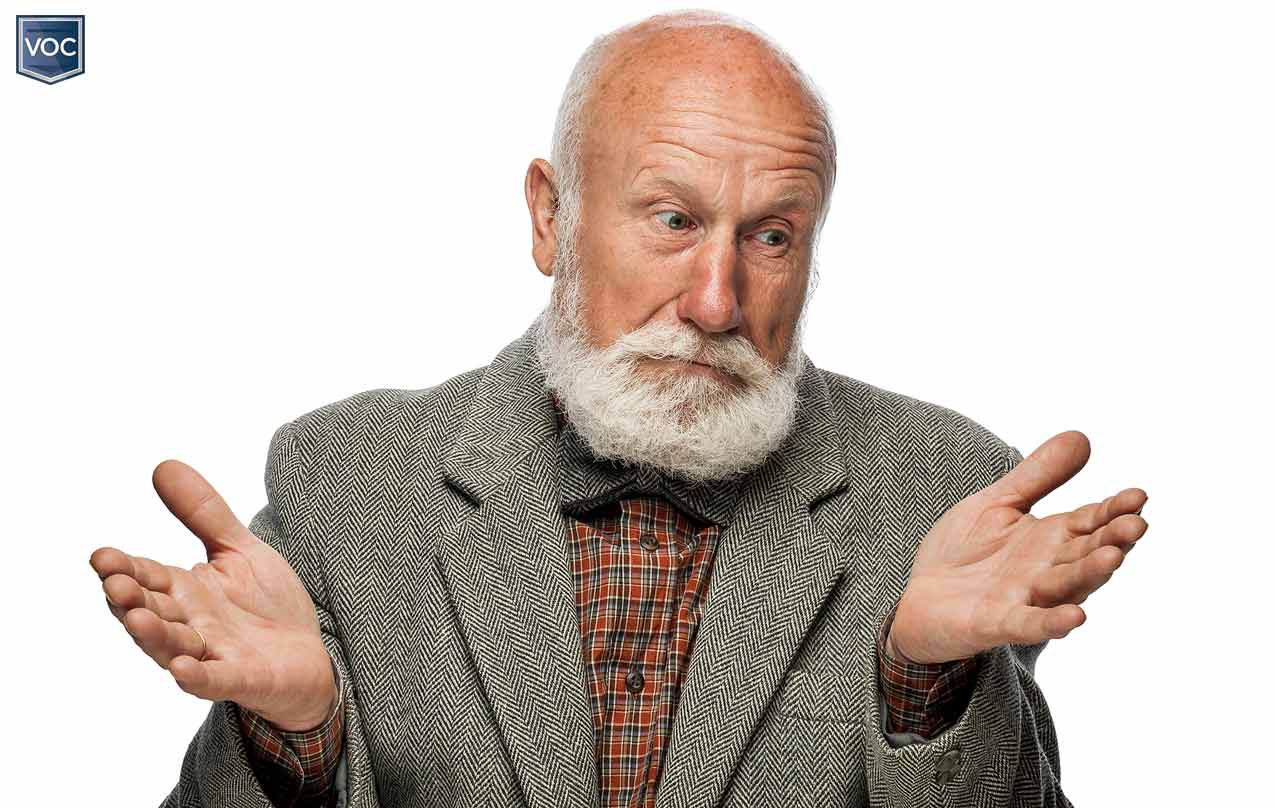 elderly man bearded shrugging off timeshare offer after seeing the benefits of the purchase are outweighed by overall costs oh well right? voc