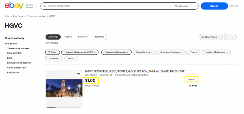 how to sell hgvc timeshare